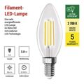 LED žiarovka Filament sviečka A CLASS / E14 / 3,8 W (60 W) / 806 lm / teplá biela