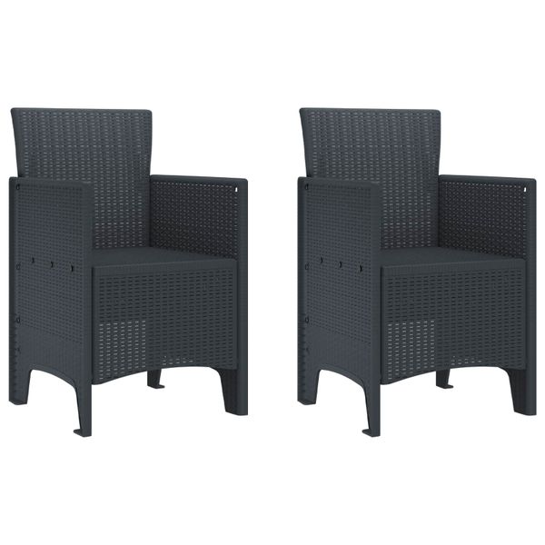 vidaXL Záhradná stolička 2 pcs Antracit 53 x 49 x 85 cm Polypropylén