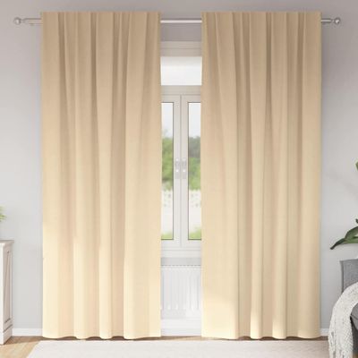 vidaXL Záclony na zatemnenie s krúžkami 2 pcs Krémová 225 x 140 cm