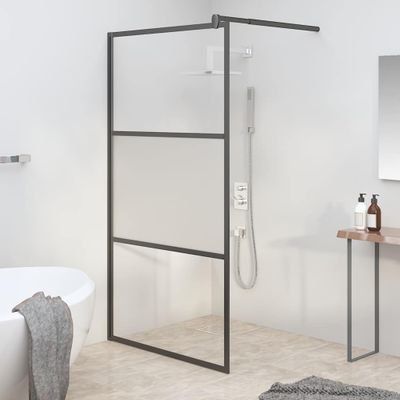 vidaXL Sprchová zástena 100x195 cm polopriehľadné ESG sklo čierna