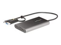 USB to HDMI Multi-Monitor Converter for Laptop (109B-USBC-HDMI) - Video adaptér - kompatibilný s TAA - USB typ A, USB-C s kolíkmi (samec) do 2 x 19 pin HDMI Type A, USB-C so zásuvkami (samica) - 30 cm - sivá - podporuje 4K, aktívny