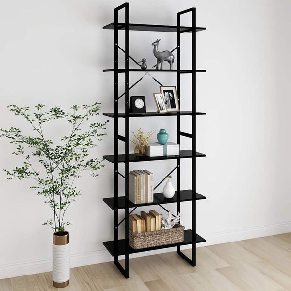 vidaXL Vysoký regál čierny 80x30x210 cm drevotrieska