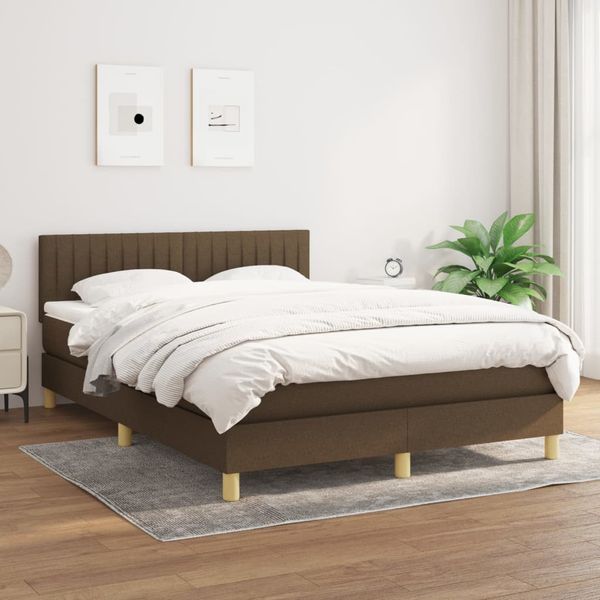 vidaXL Boxspring posteľ s matracom tmavohnedá 140x190 cm látka
