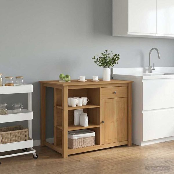 vidaXL Kuchynský vozík PANAMA 2 pcs Medový vosk 112 x 77 x 90 cm