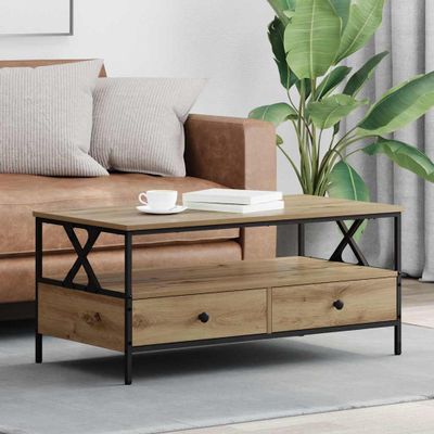 vidaXL Konferenčný stolík with Drawer dub artisan 100 x 51 x 45 cm