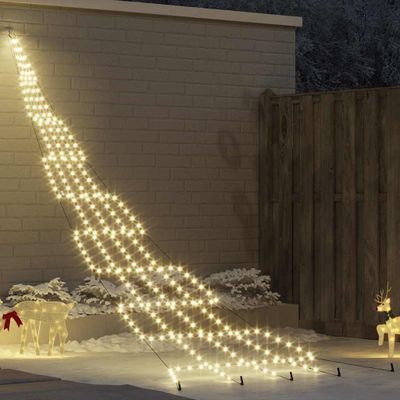 vidaXL LED Vianočný stromček so zemnými kolíkmi Teplá biela 511 cm Kov