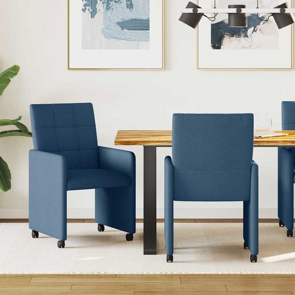 vidaXL Jedálenské stoličky na kolieskach 2 pcs Modrá 58 x 65 x 94 cm