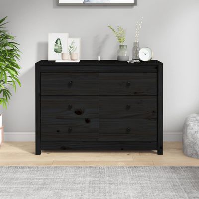 VidaXL Bočná skrinka čierna 100x40x72 cm masívna borovica