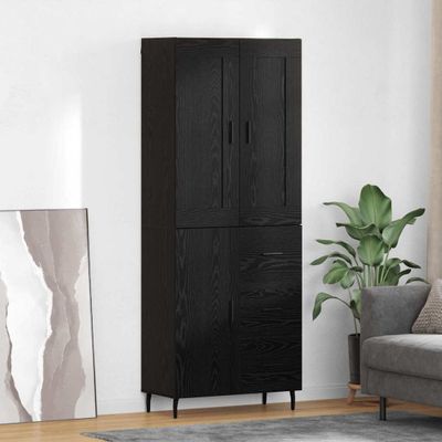 vidaXL Highboard so zásuvkou 2 pcs Čierny dub Kompozitné drevo
