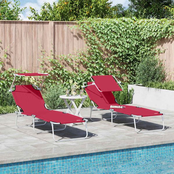 vidaXL Lehátko 2 pcs Červená 58 x 188 x 77 cm Polyester