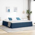 vidaXL Postel s úložným prostorem a matrací Modrá 200 x 200 cm