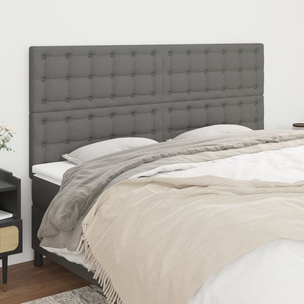 vidaXL Čelo postele tmavosivé 200x5x118/128 cm látkové