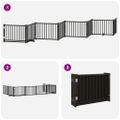 vidaXL Brána pre psa dvere sklad. 8-panel. čierna 640cm topoľové drevo