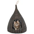 vidaXL Domček pre mačku s vankúšom sivý 40x60 cm prírodná vŕba típí