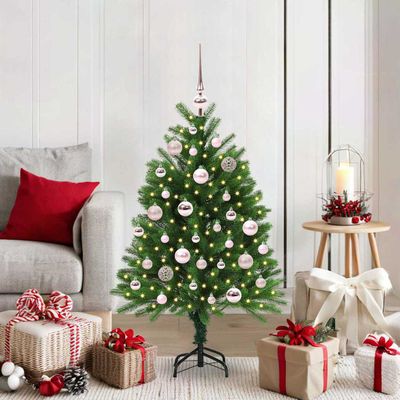vidaXL Vianočný stromček s 150 LED-i so stojanom Zelená 120 cm PE