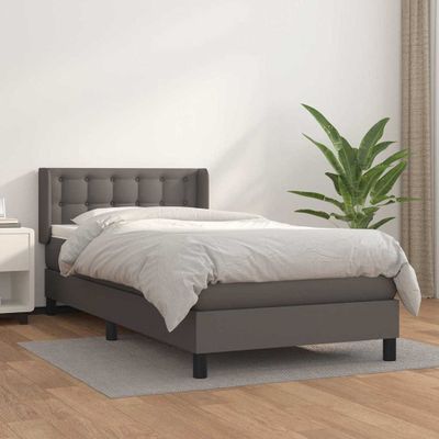 vidaXL Boxspring posteľ s matracom sivá 90x190 cm umelá koža