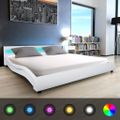 vidaXL Posteľ+matrac, pamäťová pena, LED, biela, umelá koža 180x200cm