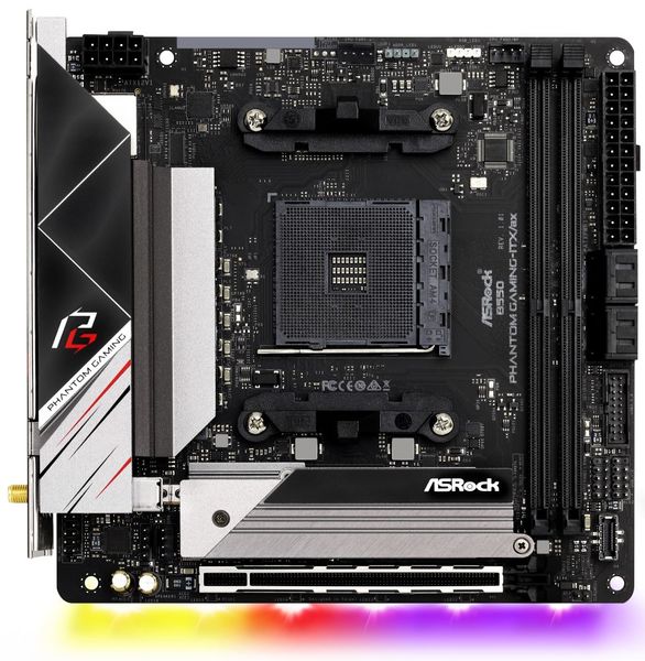 ASRock B550 Phantom Gaming-ITX/ax / AMD B550 / AM4 / 2x DDR4 DIMM / HDMI / DP / 2x M.2 / USB-C / WiFi / Mini-ITX Základní deska, AMD B550, AM4, 2x DDR4 DIMM (max. 64GB), Wi-Fi, 2x M.2, HDMI, DisplayPort, USB typ C, Mini-ITX