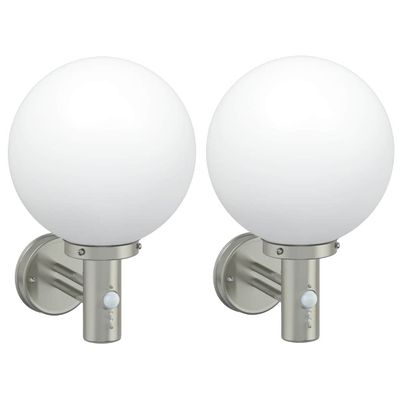 vidaXL Exteriérové nástenné svietidlo 2 pcs Strieborná 28 x 25 x 38 cm