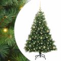 vidaXL Umelý vianočný stromček s 150 LED-i Zelená 120 cm PE a PVC