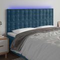 vidaXL Čelo postele s LED tmavomodré 180x5x118/128 cm zamat