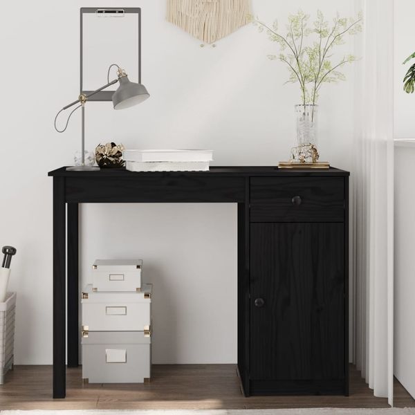 vidaXL Stolík čierny 100x50x75 cm masívne borovicové drevo