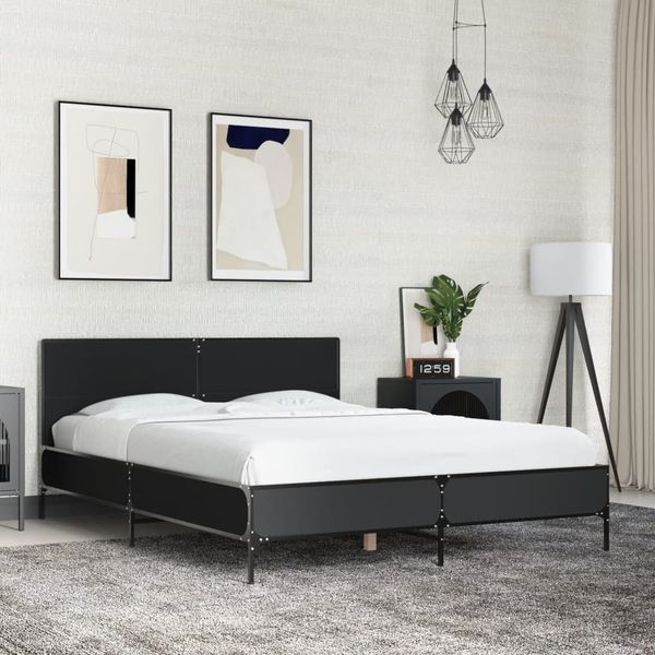 vidaXL Rám postele čierny 135x190 cm kompozitné drevo a kov
