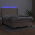 vidaXL Boxspring posteľ matrac a LED kapučínová 140x200 cm umelá koža