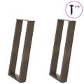 vidaXL Nohy konzolového stolíka v tvare U, 2 ks, prírodná oceľ, 28 x (72-73) cm, oceľ