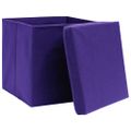vidaXL Úložné boxy s vekom 4 ks, fialové 32x32x32 cm, látka