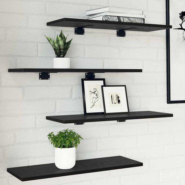 vidaXL Polica na knihy 4 pcs Čierny 60 x 20 x 1,5 cm Kompozitné drevo