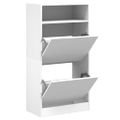 vidaXL Botník biely 60x34x116 cm kompozitné drevo