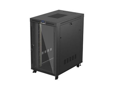 19'' Voľne stojaca racková skriňa 27u/800x1200 (flat pack) s presklenými dverami lcd čierna lanberg