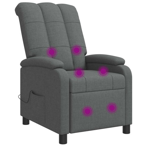 vidaXL Masážne relaxačné kreslo Tmavosivá Látka