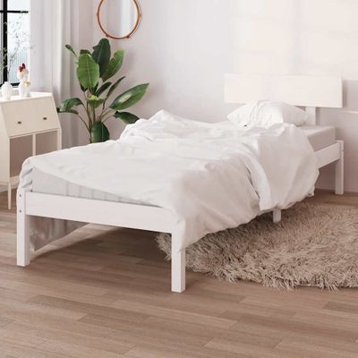 vidaXL Posteľný rám, biely drevený masív 75x190cm malé jednolôžko