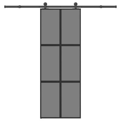 vidaXL Posuvné dvere s kovaním 76x205 cm tvrdené sklo a hliník úzke