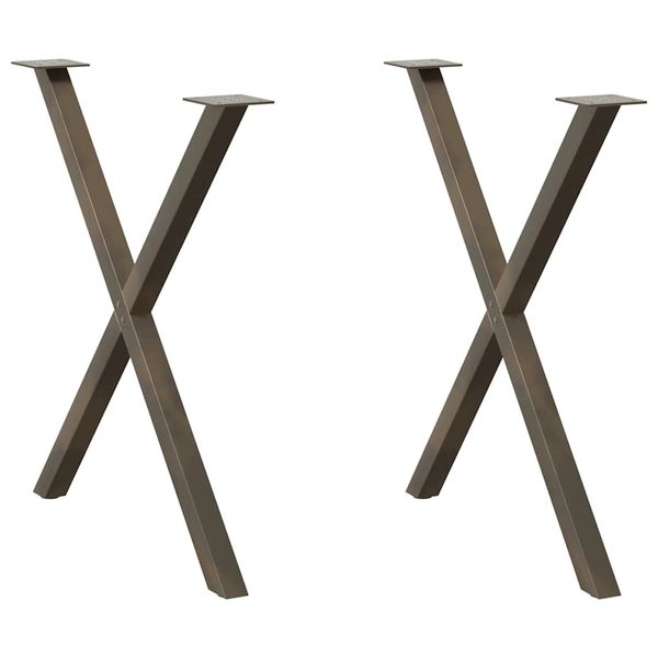 vidaXL Nohy k jedálenskému stolu v tvare X, 2 ks, prírodná oceľ, 70 x (72-73) cm, oceľ