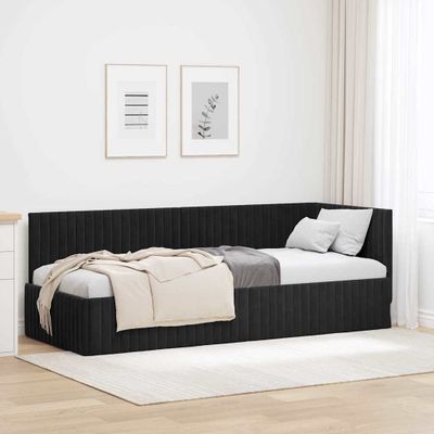 vidaXL Rohový rám postele s čelnou doskou Čierna 80 cm x 200 cm Zamat