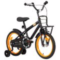 vidaXL Detský bicykel s predným nosičom 16 palcový čierny a oranžový