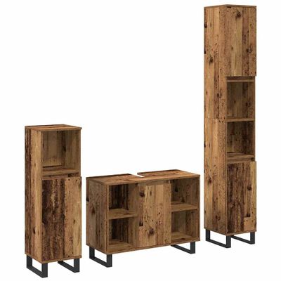 vidaXL Sada kúpeľňového nábytku s dverami 3 pcs Hnedá Kompozitné drevo