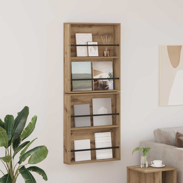 vidaXL Regál na časopisy Nástenný 2 pcs Remeselný dub 60 x 12 x 70 cm