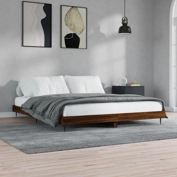 vidaXL Posteľný rám bez matraca hnedý dub 120x200 cm kompozitné drevo