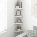 vidaXL Nástenné rohové police 4 ks dub a biele 25x25x3,8 cm MDF