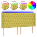 vidaXL Čelo postele s LED zelené 183x16x118/128 cm látka