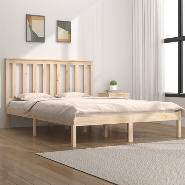 vidaXL Posteľný rám, borovicový masív 135x190 cm, dvojlôžko
