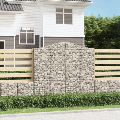 vidaXL Oblúkové gabiónové koše 9ks 200x30x180/200cm pozinkované železo