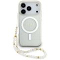 Guess IML Glitter Pearl Strap MagSafe puzdro pre iPhone 17 Pro Max transparentné