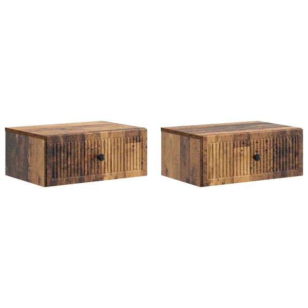 vidaXL Nočný stolík so zásuvkou 2 pcs Staré drevo 49 x 34,5 x 20 cm