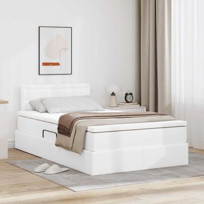 vidaXL Postel s úložným prostorem a matrací Čistá biela 120 x 200 cm
