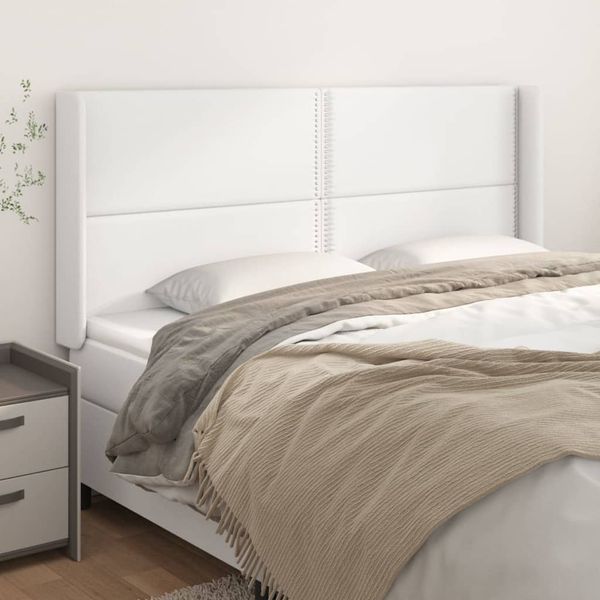 vidaXL Čelo postele so záhybmi biely 203x16x118/128 cm umelá koža
